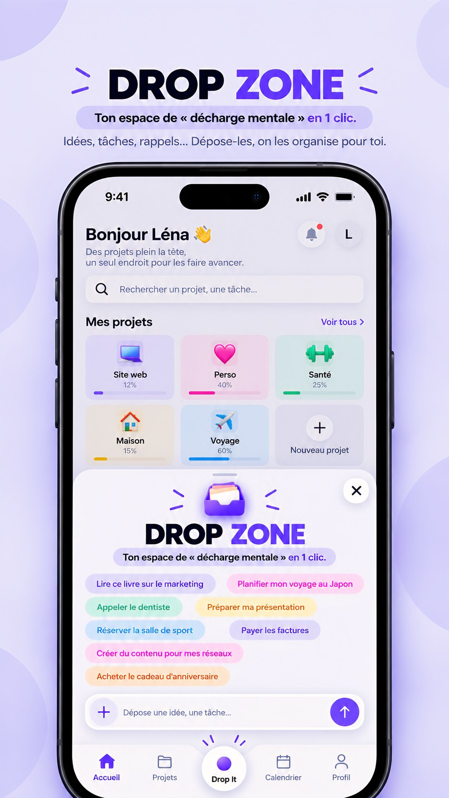 Drop Zone — ton espace de décharge mentale en 1 clic